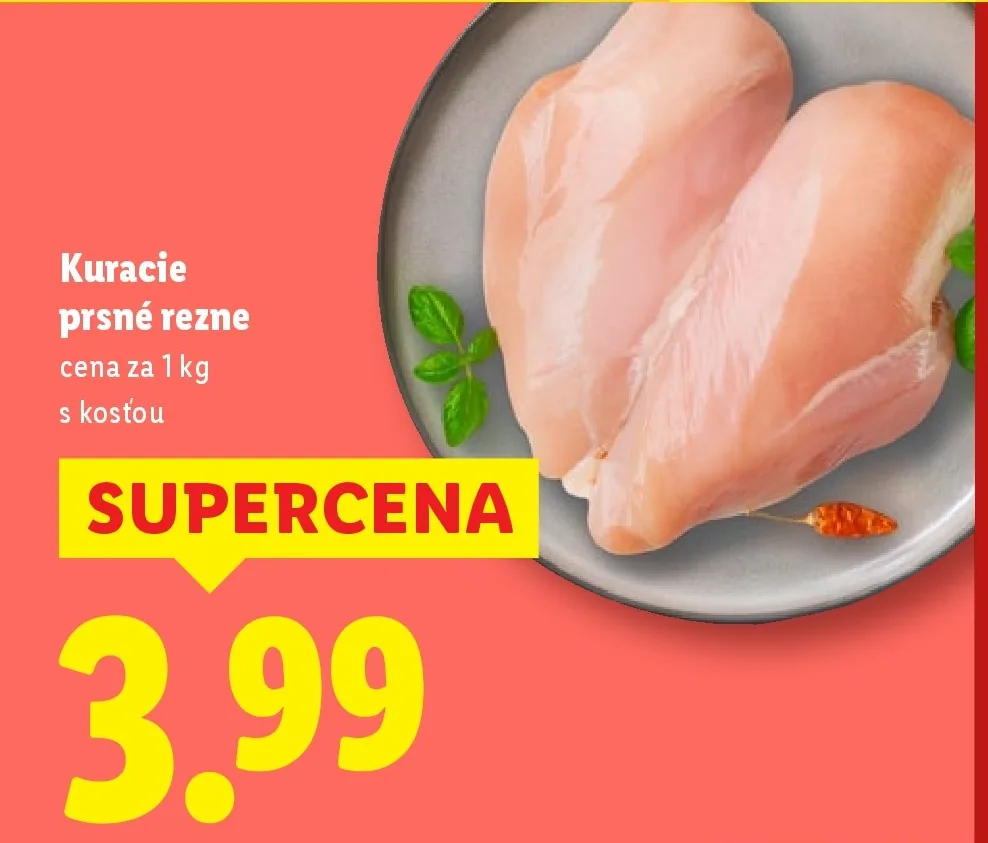 Kuracie prsné rezne s kosťou (akcia Lidl)