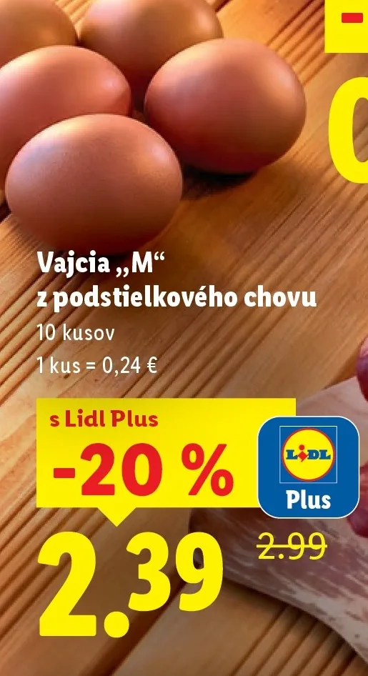 Vajcia "M" z podstielkového chovu (akcia Lidl)