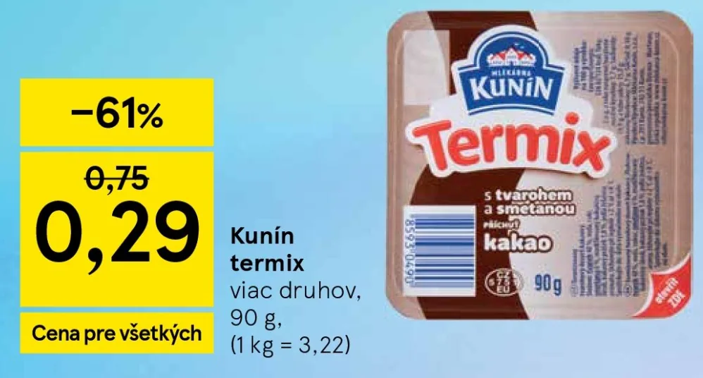 Kunín termix kakao (akcia Tesco)