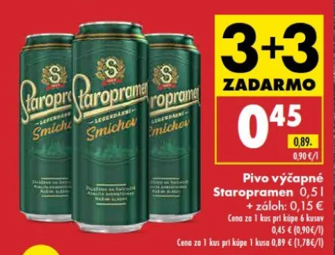 Pivo výčapné Staropramen (akcia Biedronka)