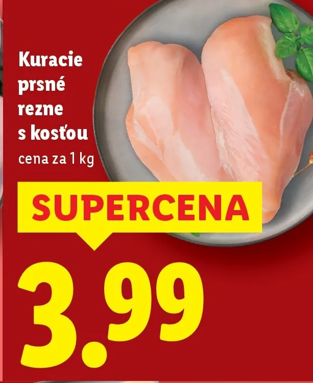 Kuracie prsné rezne s kosťou (akcia Lidl)