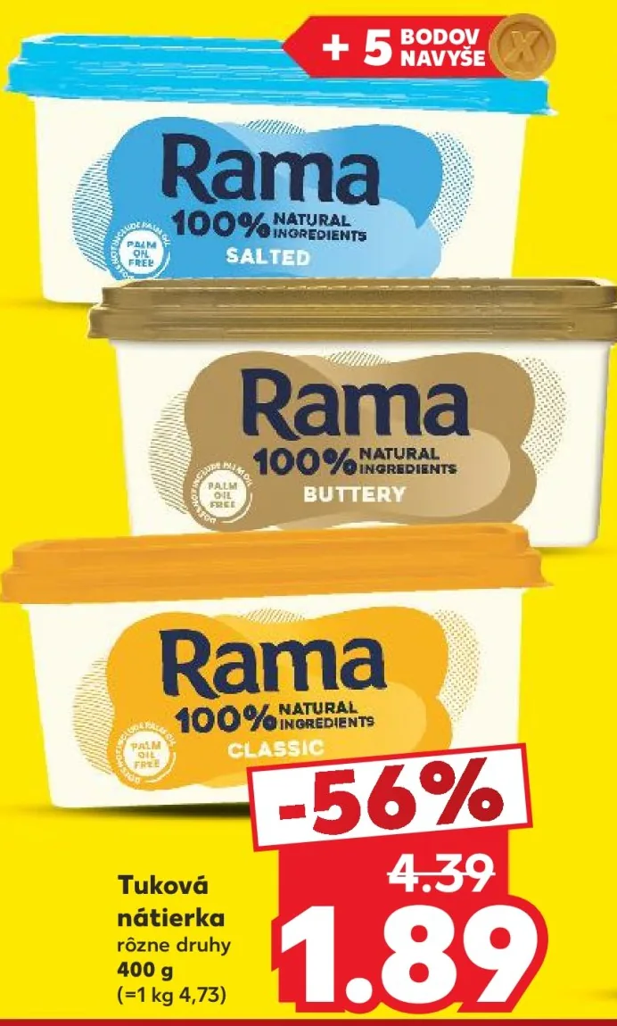 Rama Tuková nátierka rôzne druhy (akcia Kaufland)